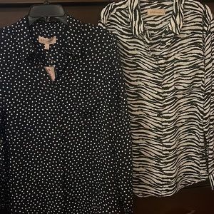 Pair of Philosophy button down shirts. Black and white patterns. Large.
